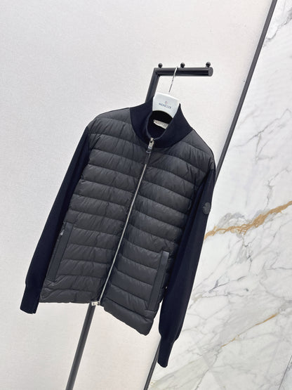Mon 25fw New Knitted Small Stand Collar Knitted Down Jacket（WHITE/BLACK）