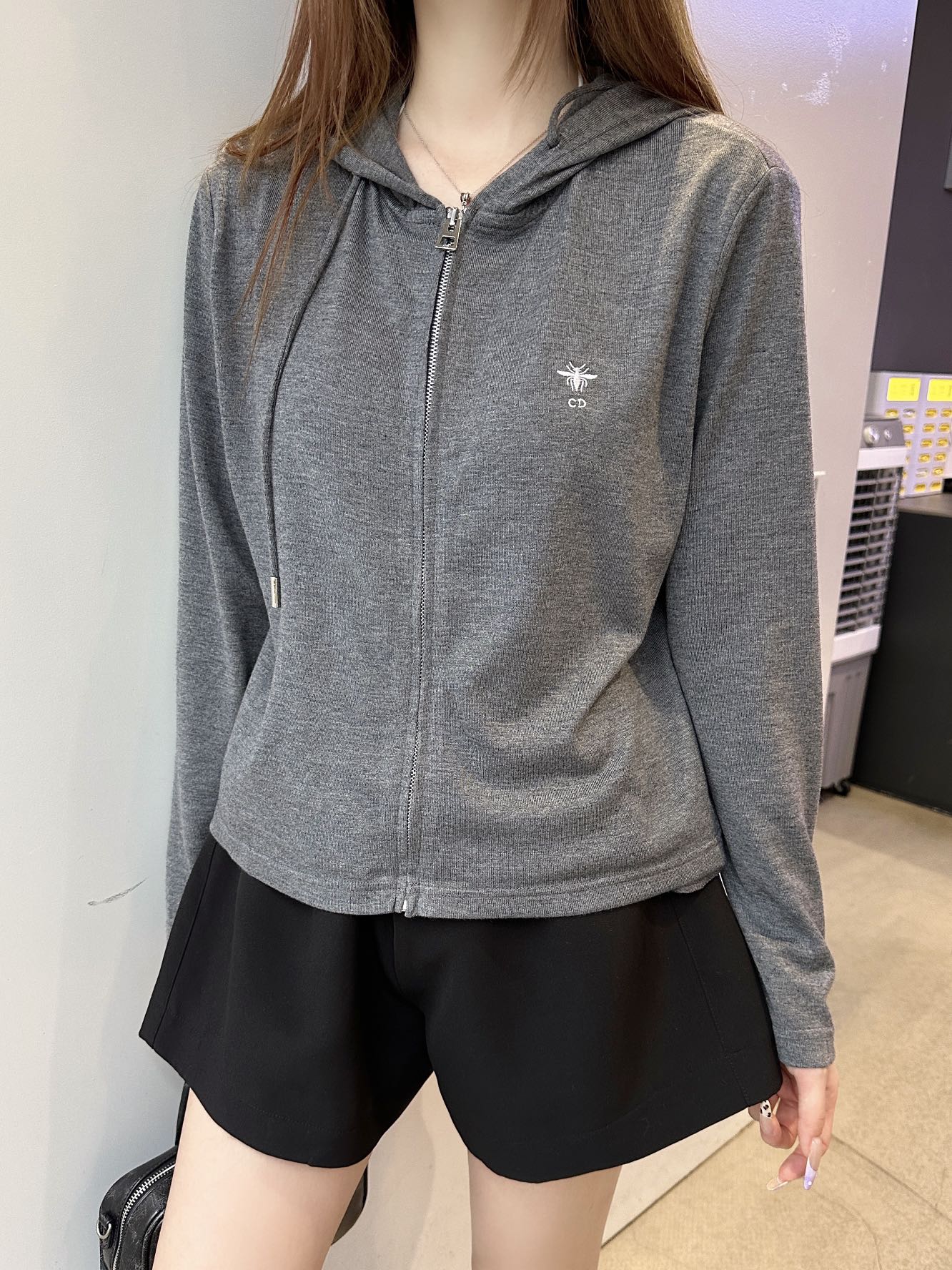 Di 25 New hooded drawstring zip-up top(NAVY/GRAY/KHAKI)