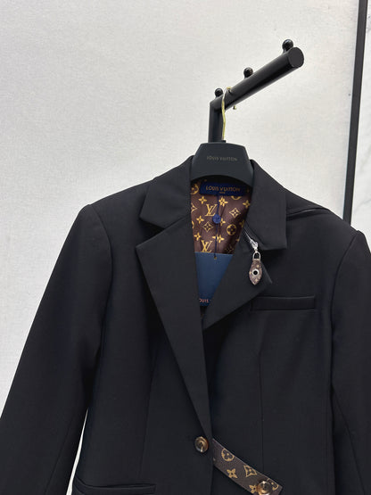 L 25 Leather buckle suit jacket(GRAY/BLACK)