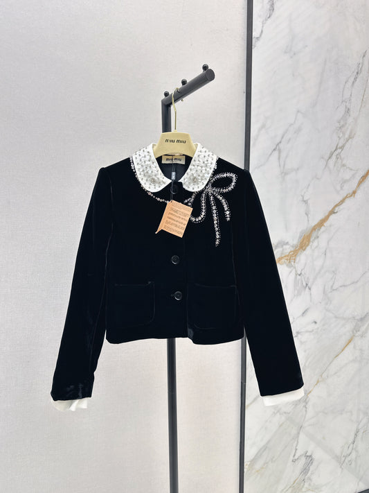 Mi 25 Round lapel velvet jacket