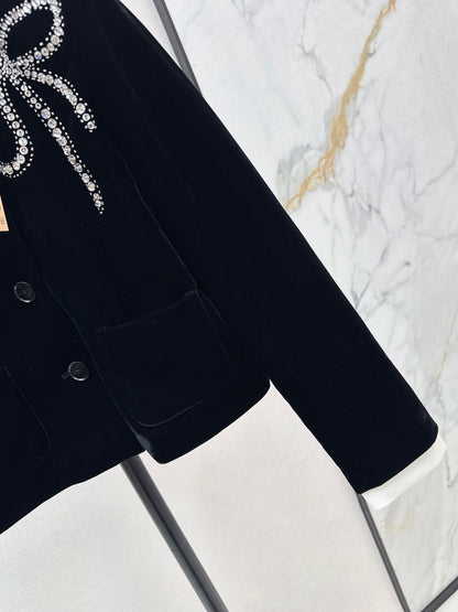 Mi 25 Round lapel velvet jacket