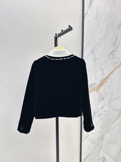 Mi 25 Round lapel velvet jacket