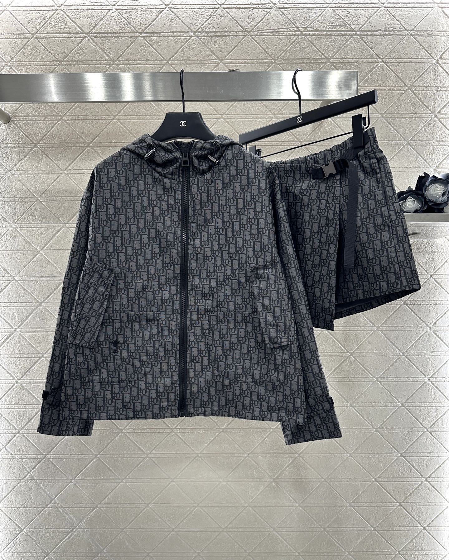 Di 25 Hooded jacquard jacket+skirt and pants set