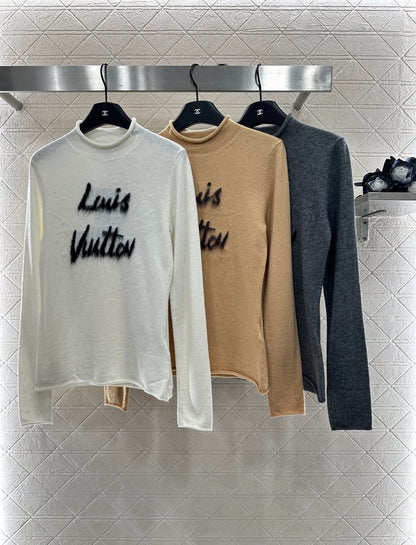 L 25 Letter knitted wool long sleeved top