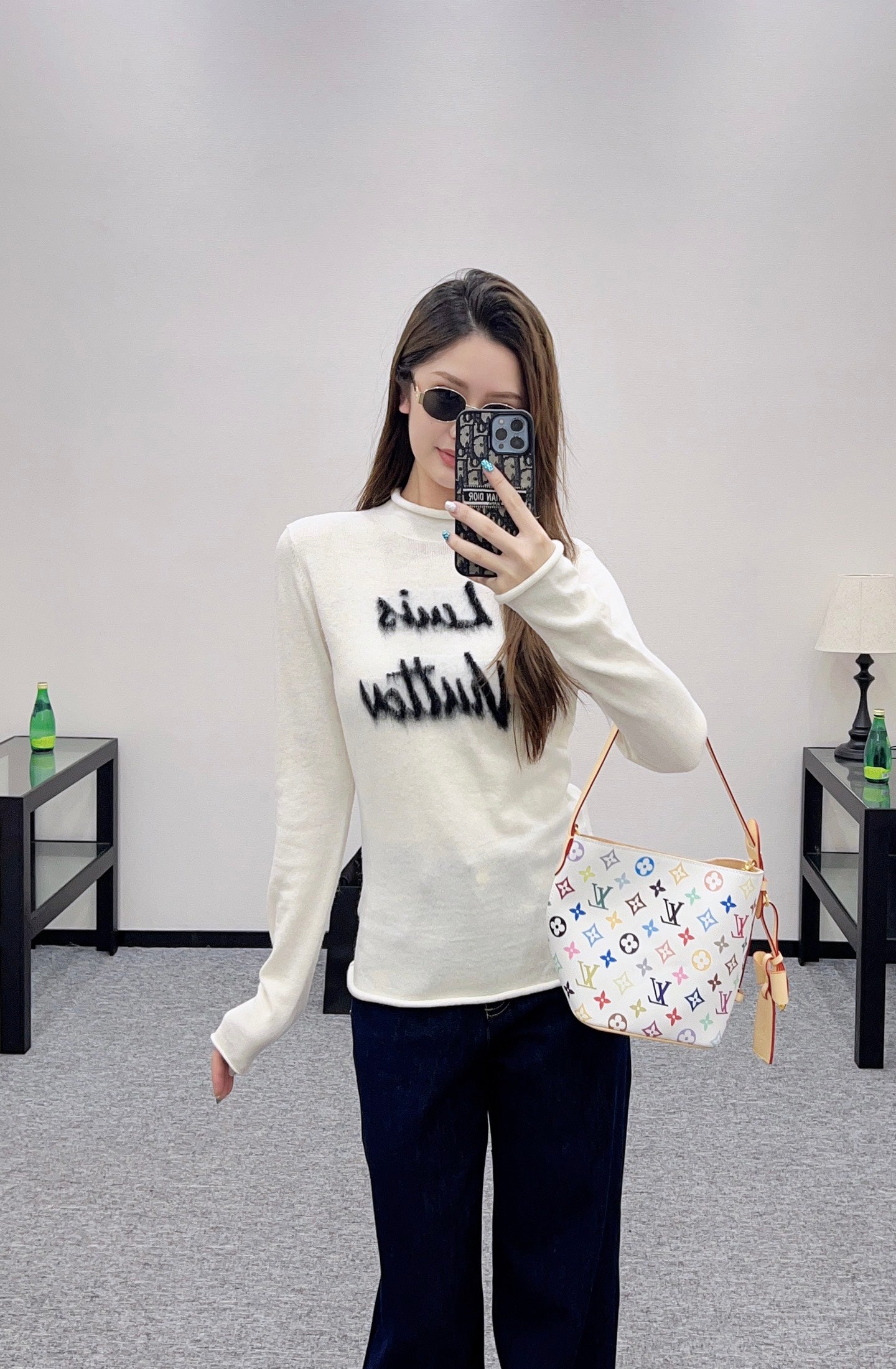 L 25 Letter knitted wool long sleeved top