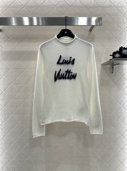 L 25 Letter knitted wool long sleeved top