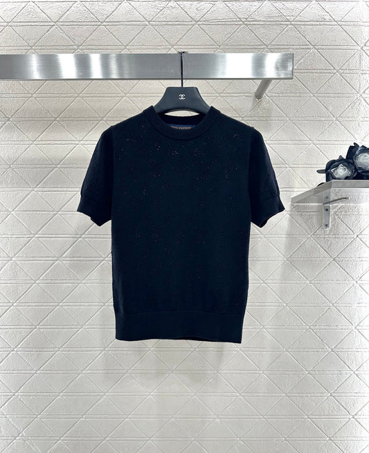 L 25 Hollow logo wool knitted short sleeved shirt