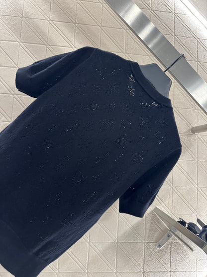 L 25 Hollow logo wool knitted short sleeved shirt