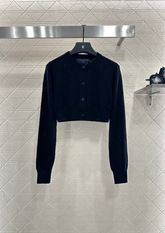 L 25 Hollow logo wool knitted short cardigan