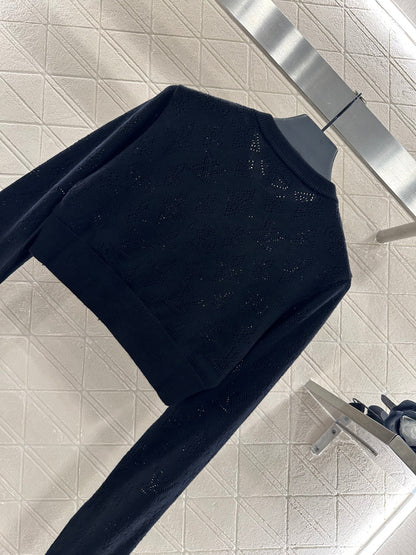 L 25 Hollow logo wool knitted short cardigan