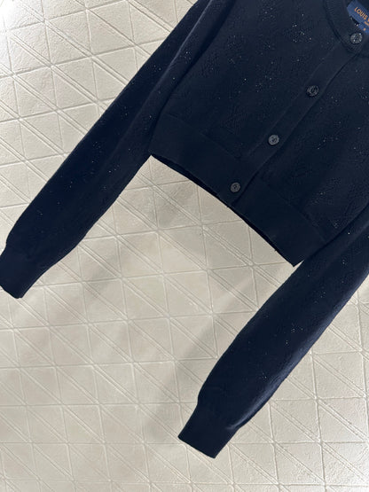 L 25 Hollow logo wool knitted short cardigan