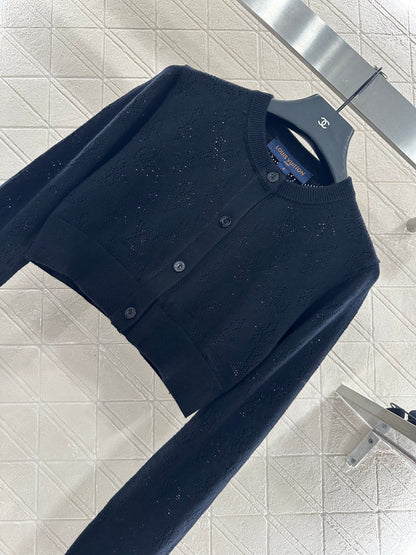 L 25 Hollow logo wool knitted short cardigan