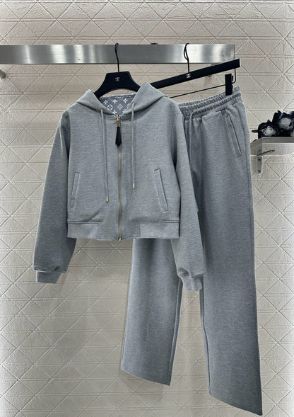 L 25 Double sided hooded jacket+pants set(BLKAC/GRAY)