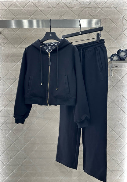 L 25 Double sided hooded jacket+pants set(BLKAC/GRAY)