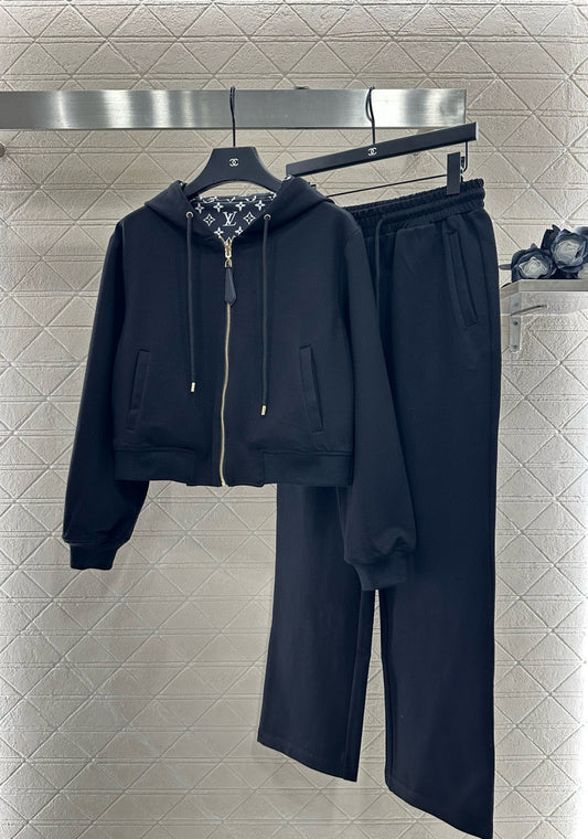 L 25 Double sided hooded jacket+pants set(BLKAC/GRAY)
