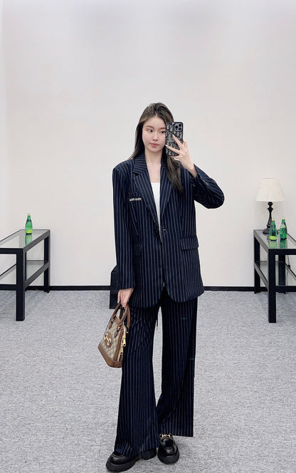 Mi 25 Silhouette striped suit jacket+pants set