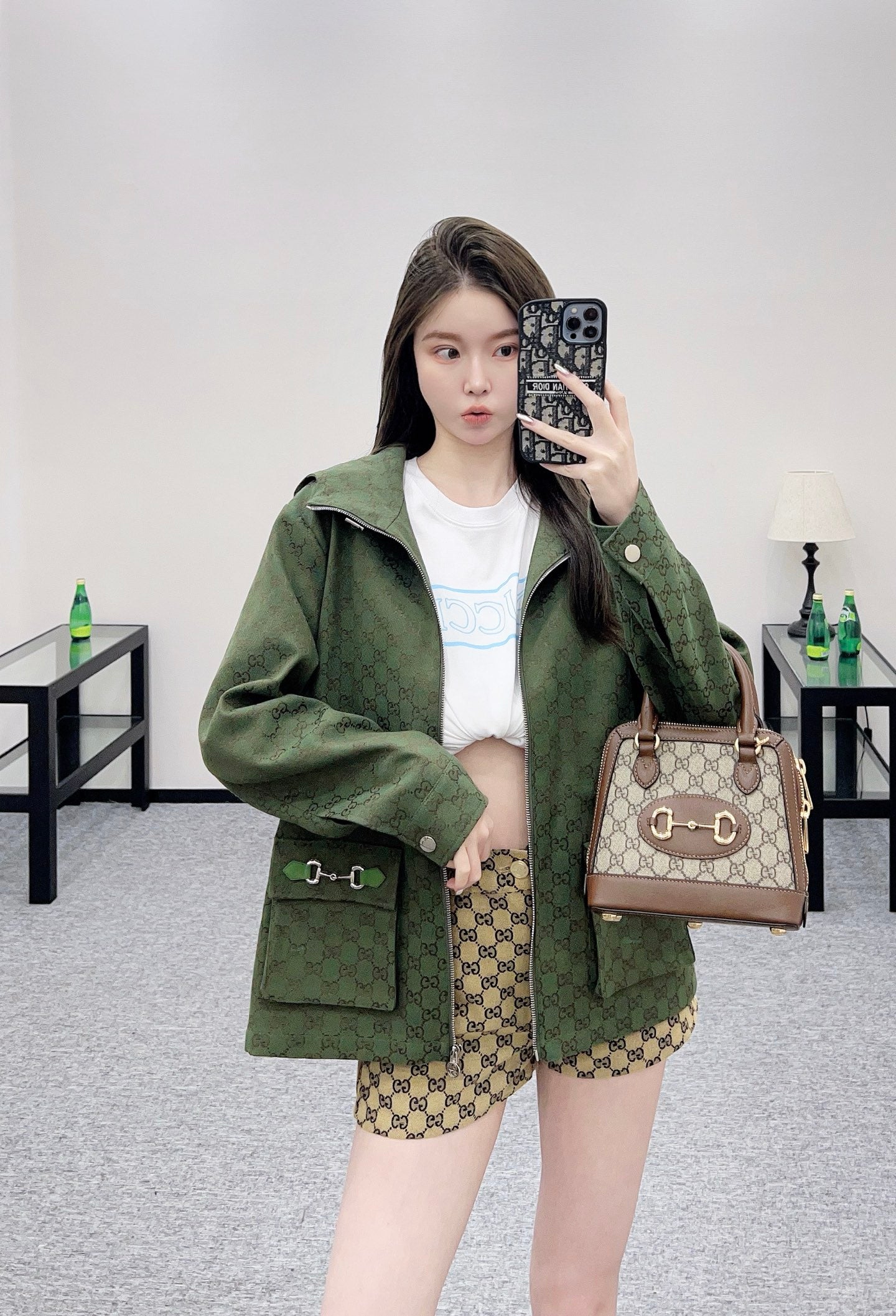 Gu 25 Collar hooded drawstring jacquard jacket