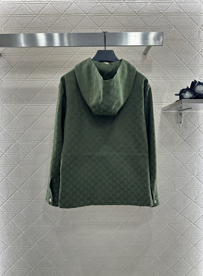 Gu 25 Collar hooded drawstring jacquard jacket