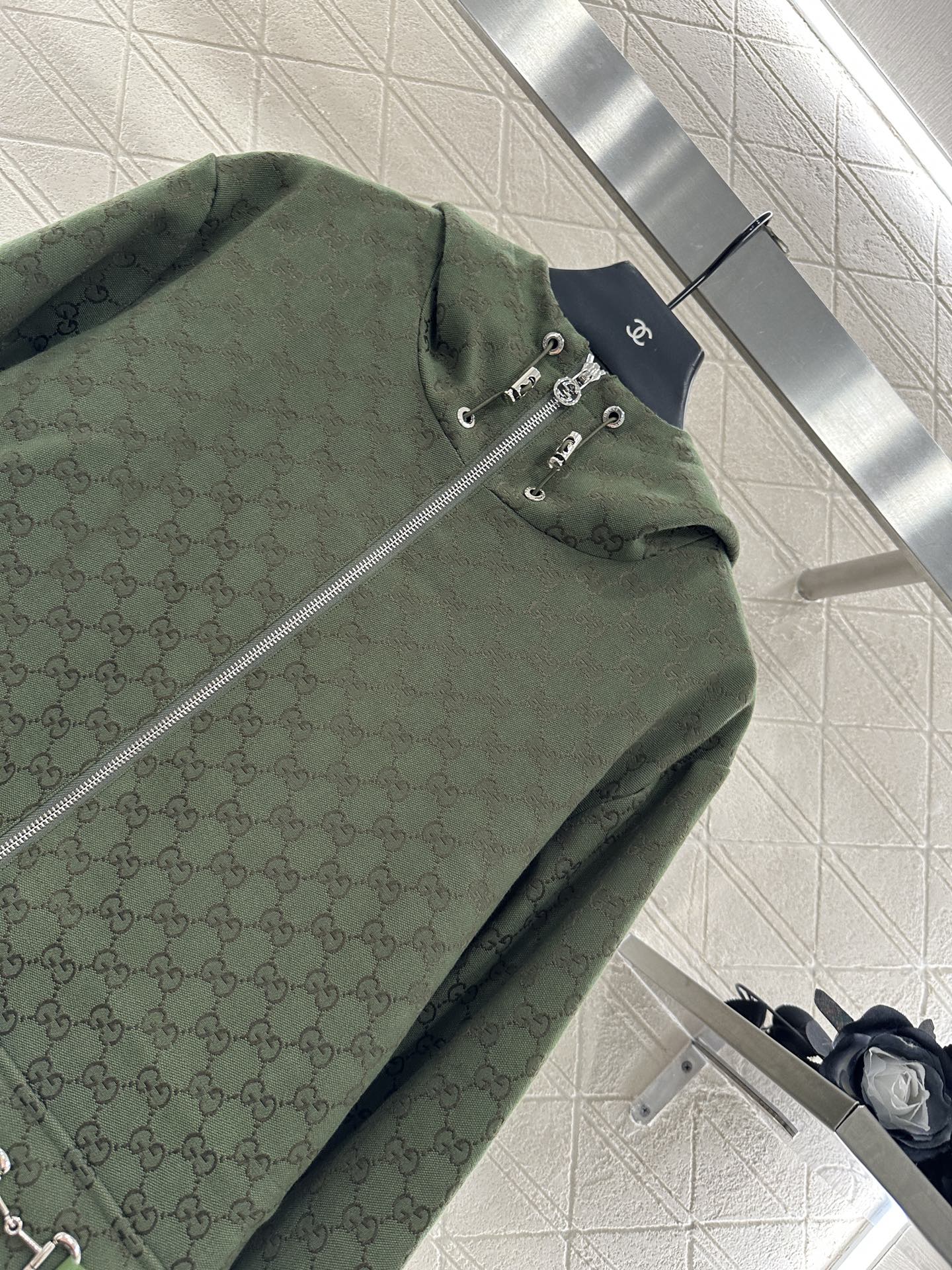 Gu 25 Collar hooded drawstring jacquard jacket