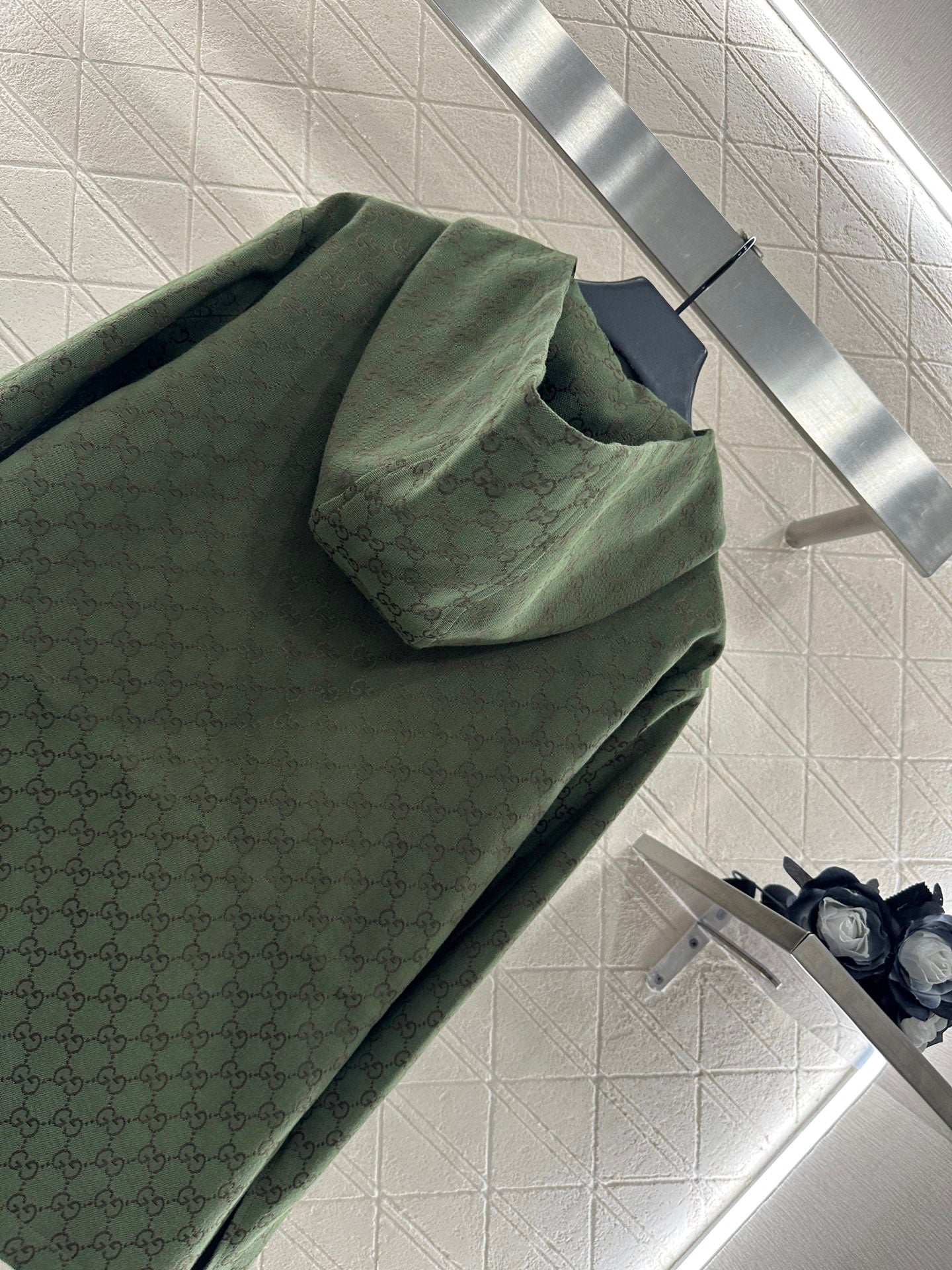 Gu 25 Collar hooded drawstring jacquard jacket