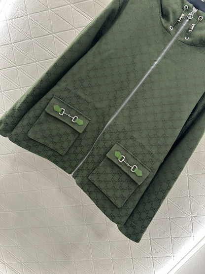 Gu 25 Collar hooded drawstring jacquard jacket
