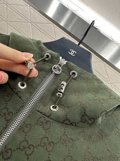 Gu 25 Collar hooded drawstring jacquard jacket