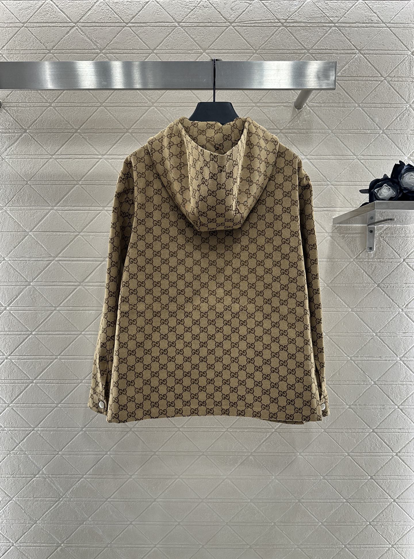 Gu 25 Collar hooded drawstring jacquard jacket