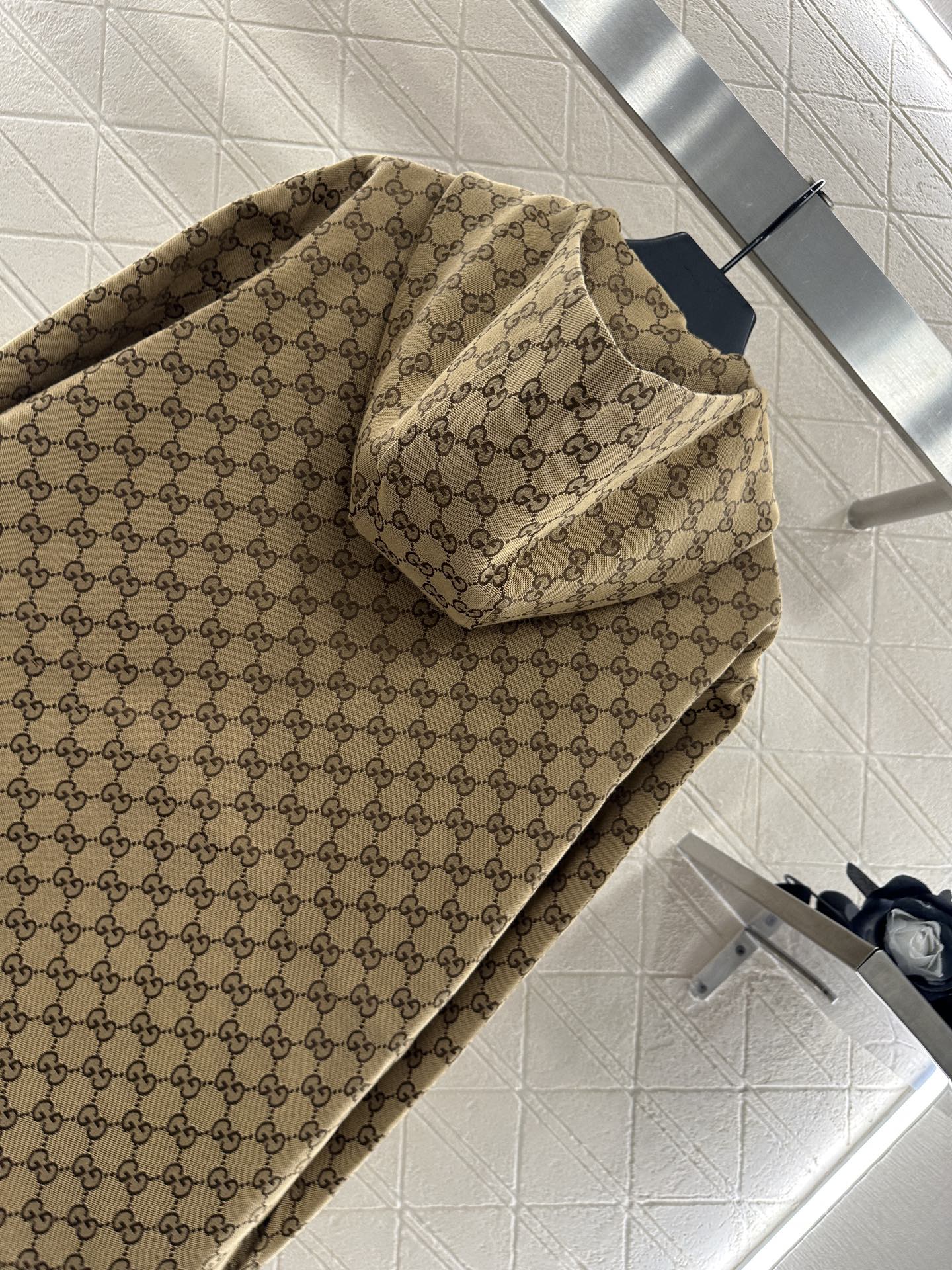 Gu 25 Collar hooded drawstring jacquard jacket