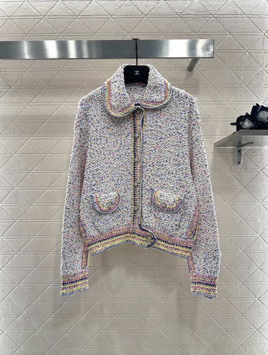 C 25 Collar colored dot sweater cardigan