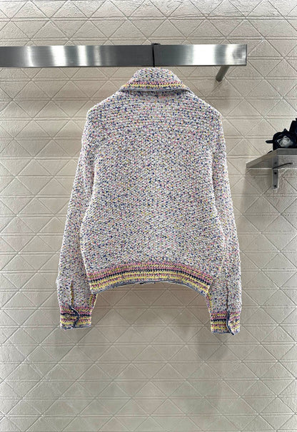 C 25 Collar colored dot sweater cardigan