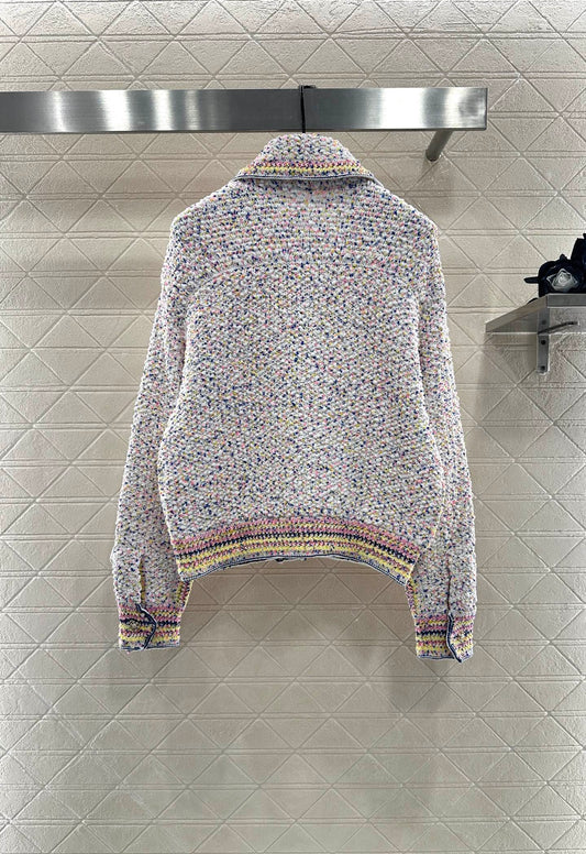 C 25 Collar colored dot sweater cardigan