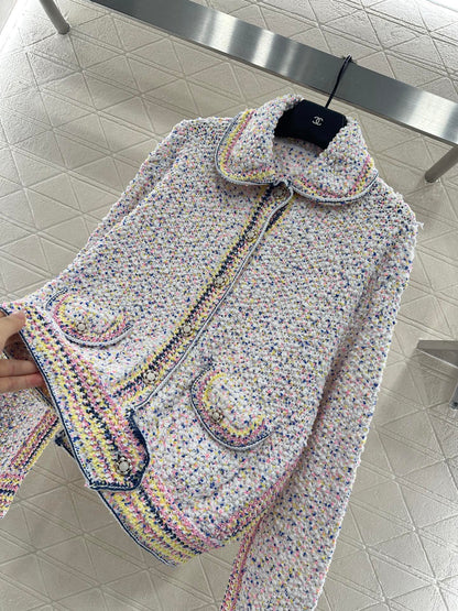 C 25 Collar colored dot sweater cardigan