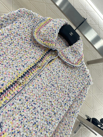 C 25 Collar colored dot sweater cardigan