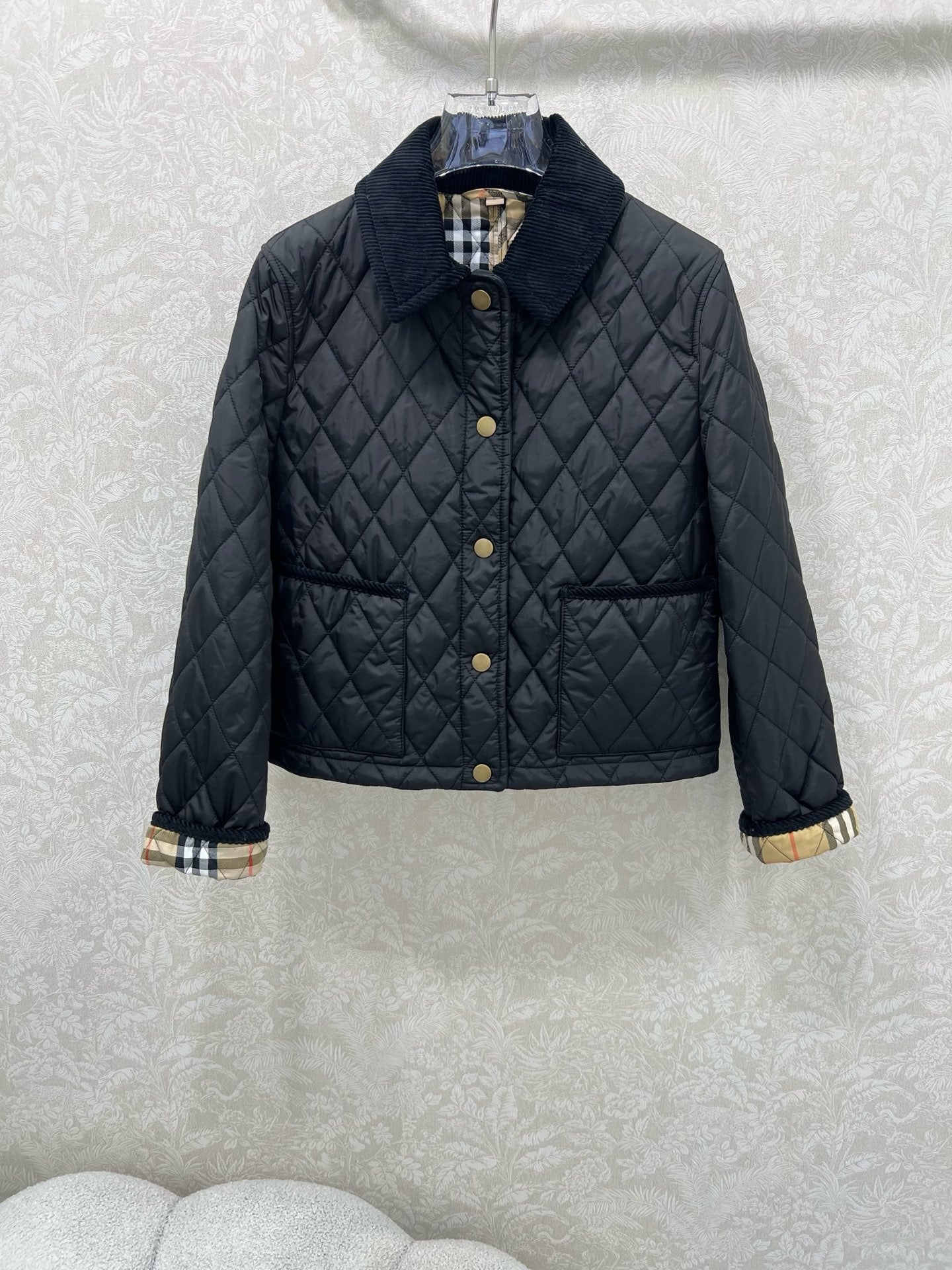 Bru 25 new corduroy lapel diamond grid short cotton jacket
