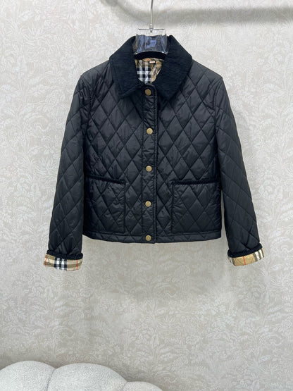 Bru 25 new corduroy lapel diamond grid short cotton jacket