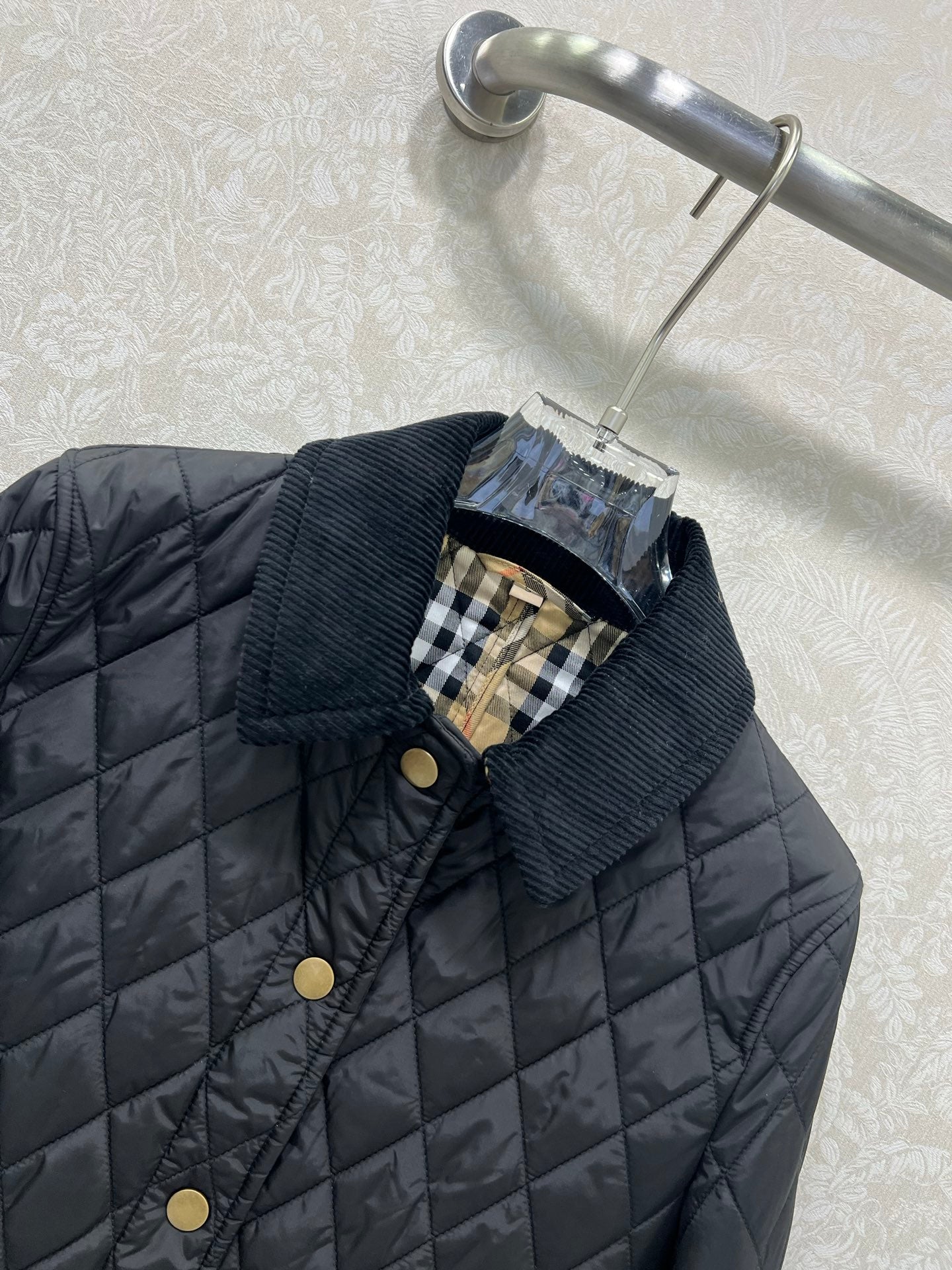 Bru 25 new corduroy lapel diamond grid short cotton jacket