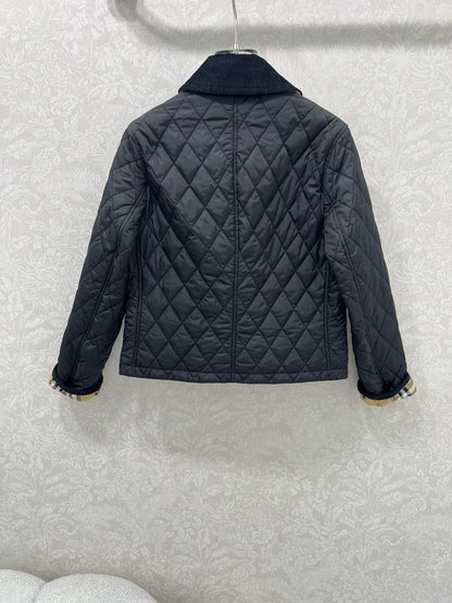 Bru 25 new corduroy lapel diamond grid short cotton jacket