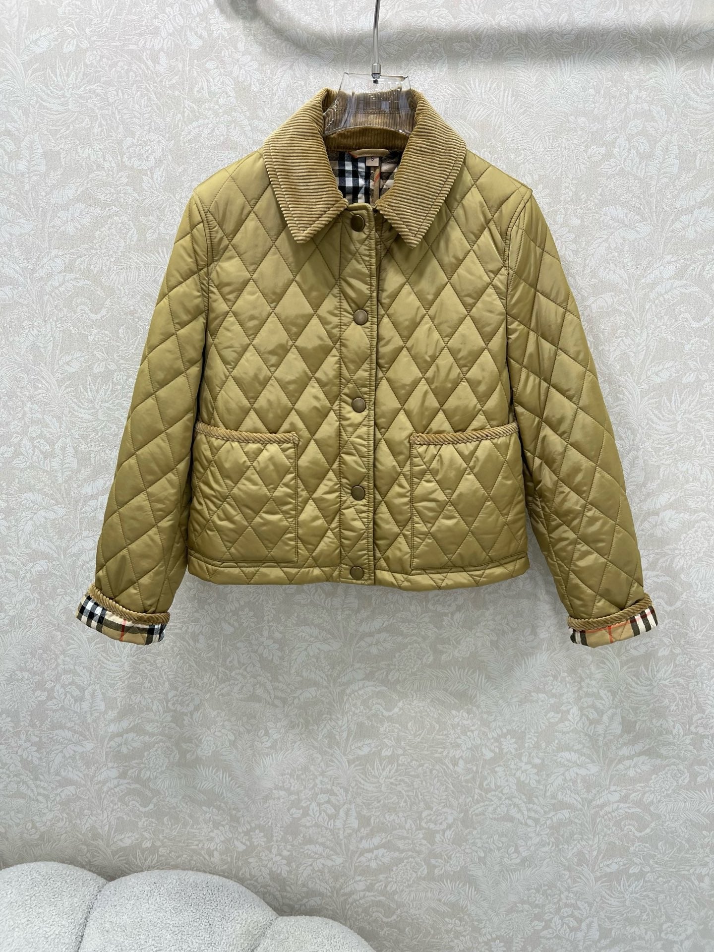Bru 25 new corduroy lapel diamond grid short cotton jacket