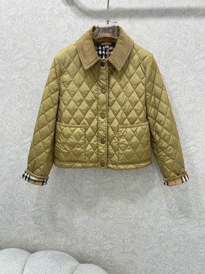 Bru 25 new corduroy lapel diamond grid short cotton jacket