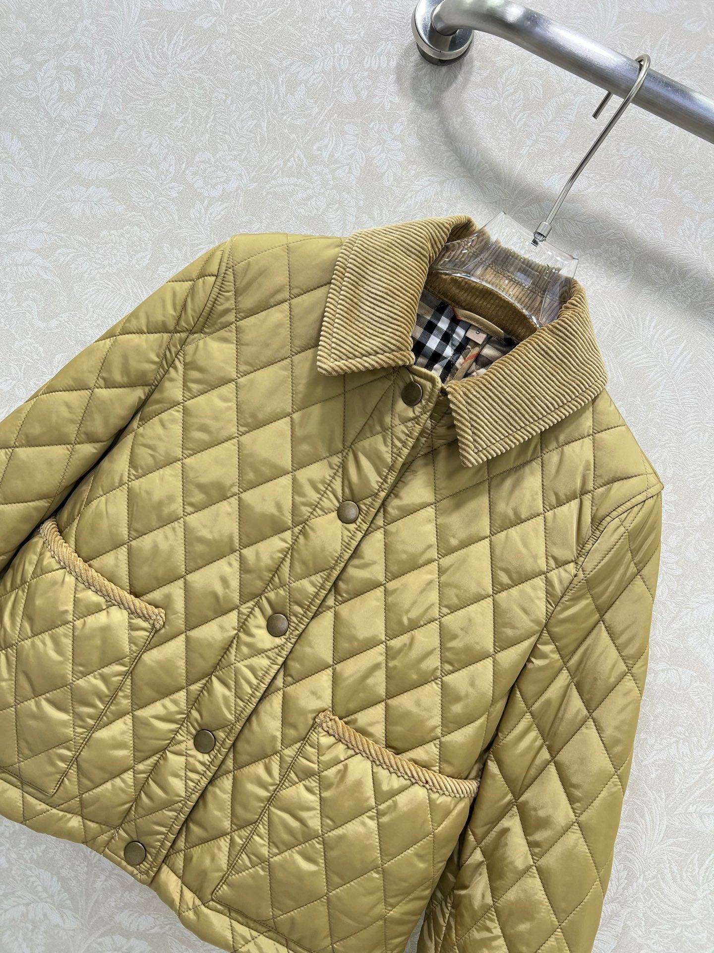 Bru 25 new corduroy lapel diamond grid short cotton jacket