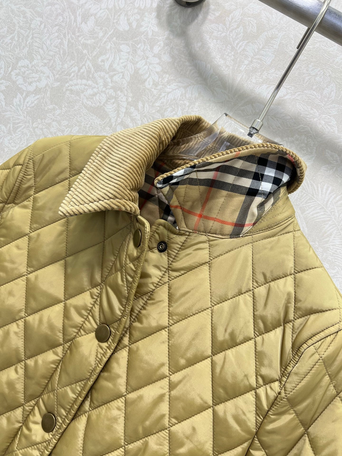 Bru 25 new corduroy lapel diamond grid short cotton jacket