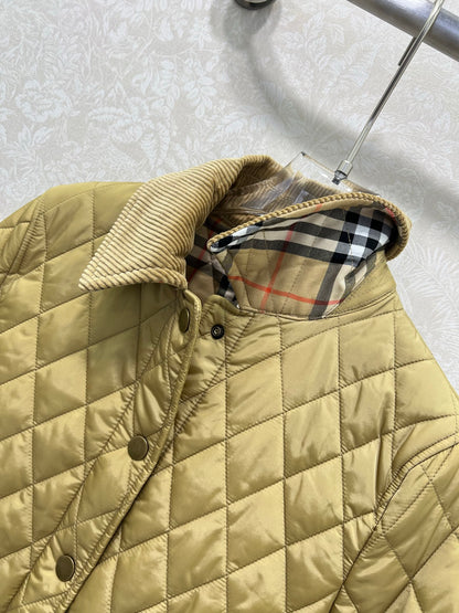 Bru 25 new corduroy lapel diamond grid short cotton jacket