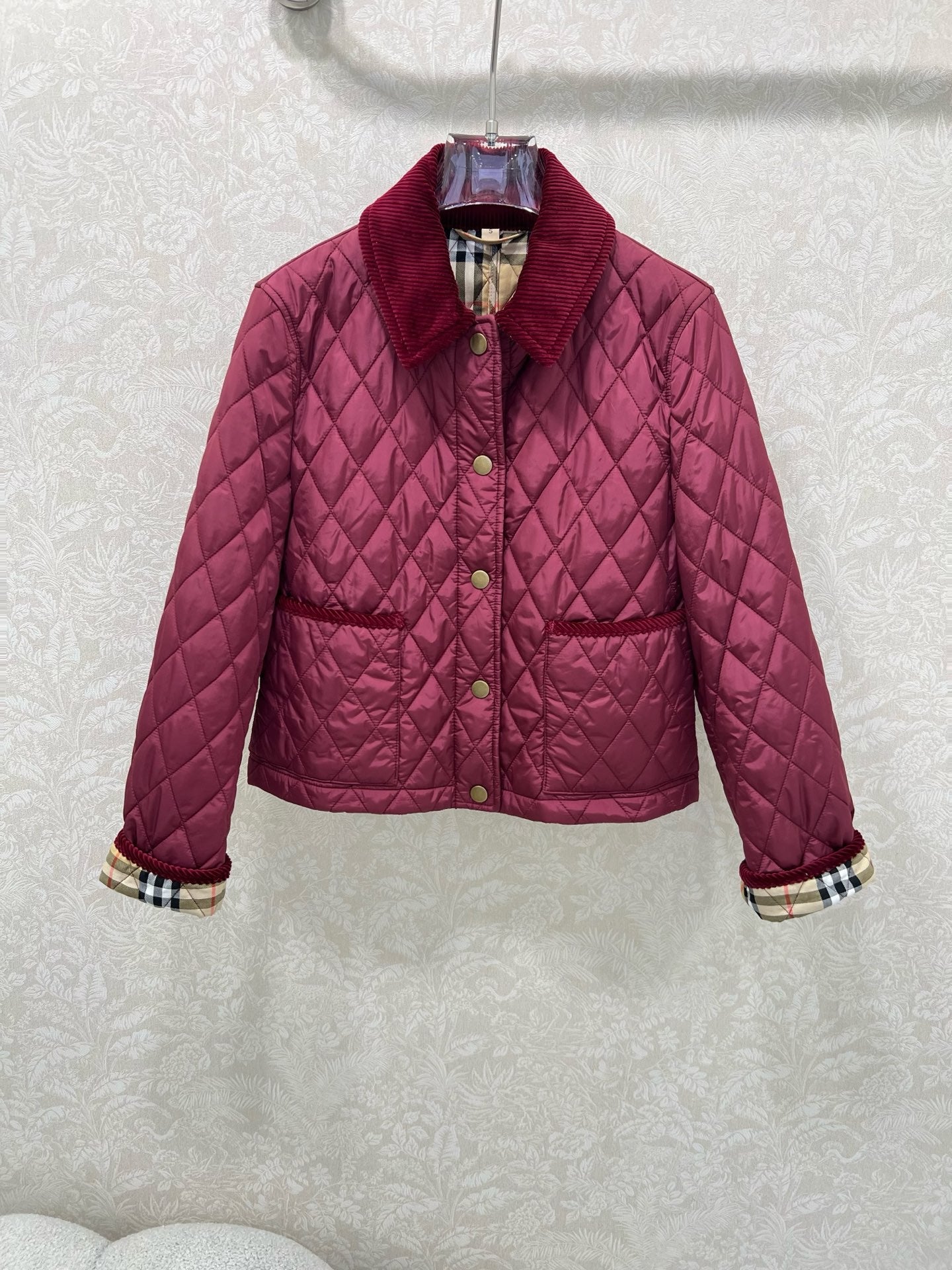 Bru 25 new corduroy lapel diamond grid short cotton jacket