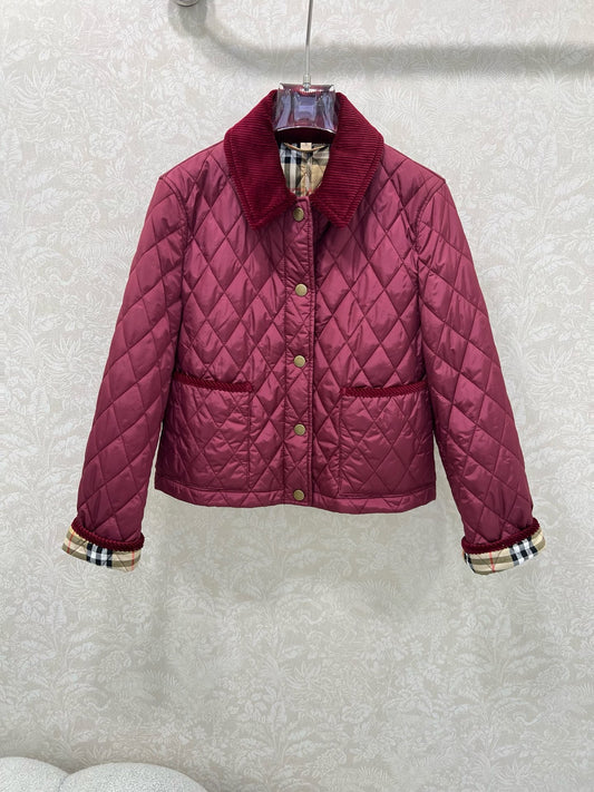 Bru 25 new corduroy lapel diamond grid short cotton jacket