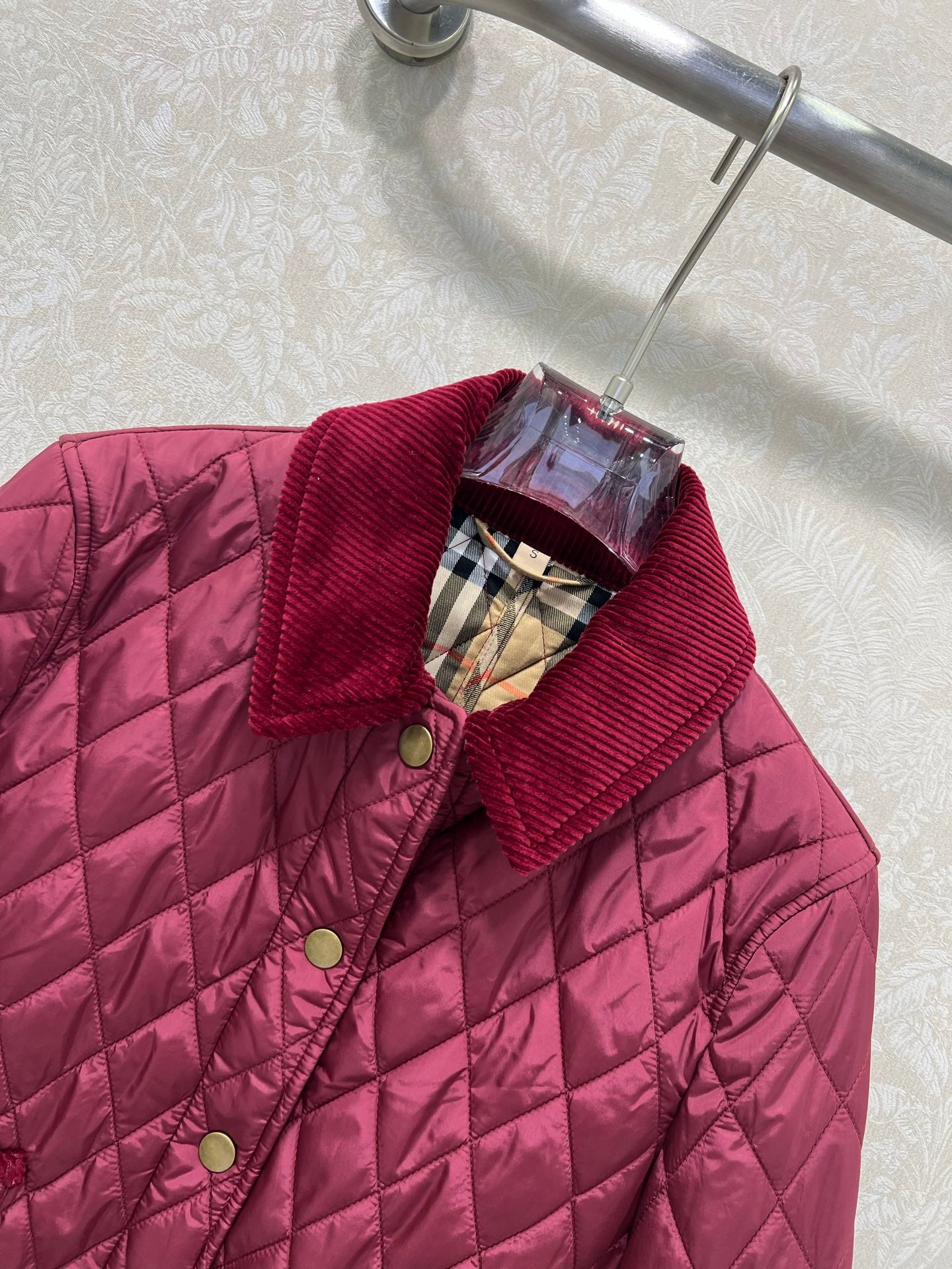 Bru 25 new corduroy lapel diamond grid short cotton jacket
