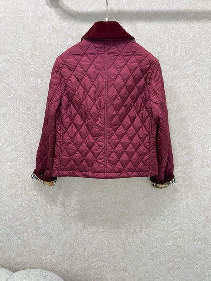 Bru 25 new corduroy lapel diamond grid short cotton jacket