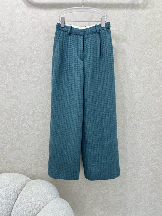 C 25 New plaid tweed straight leg pants (lined with silk version)