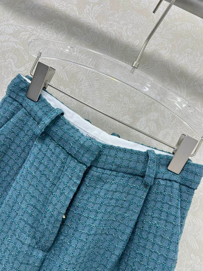 C 25 New plaid tweed straight leg pants (lined with silk version)
