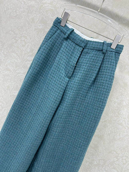 C 25 New plaid tweed straight leg pants (lined with silk version)