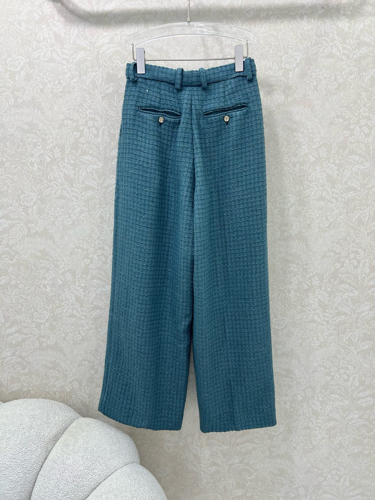 C 25 New plaid tweed straight leg pants (lined with silk version)